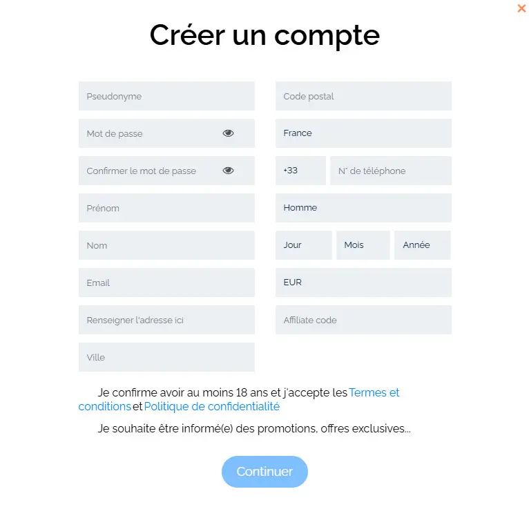 Processus d'inscription Big Clash Casino