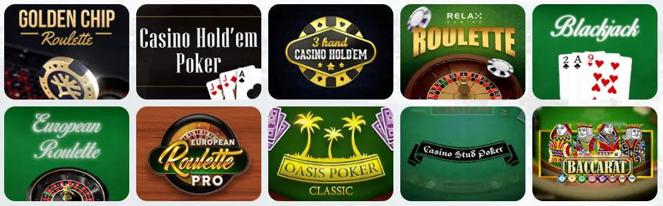 Jeux de table au Big Clash Casino